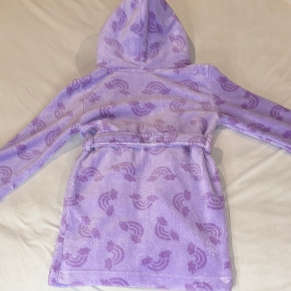Pekkel Kid's Robe Purple and White Pajama with Hood and Unicorn Pockets - Picture 10 of 10